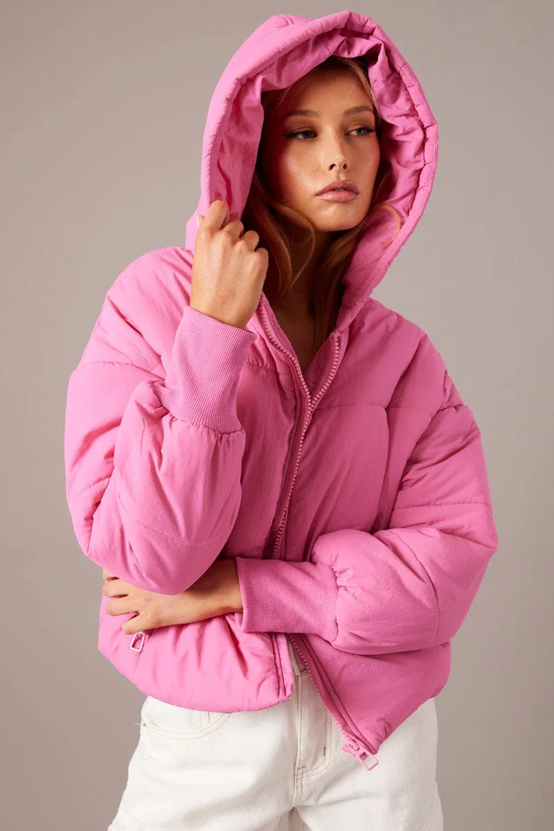 Pink Puffer with Long Sleeve sold by Ally Fashion