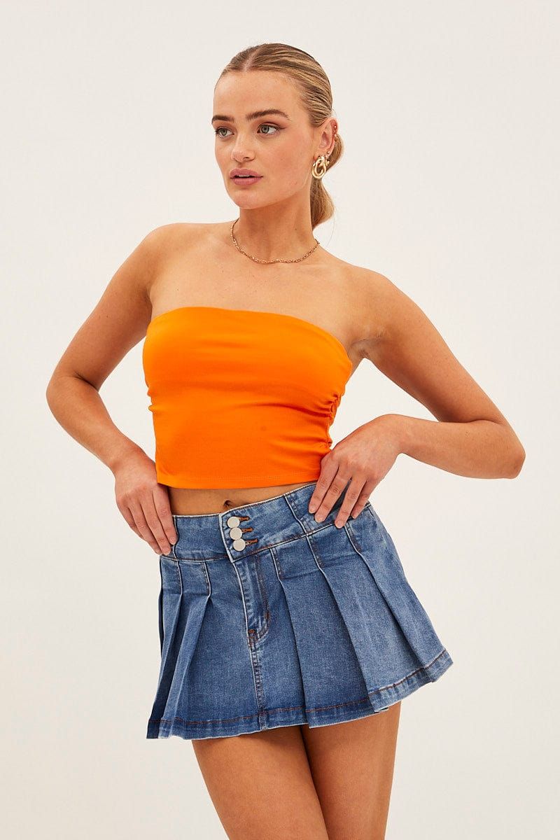 Blue Denim Pleated Skirt Mini Denim sold by Ally Fashion