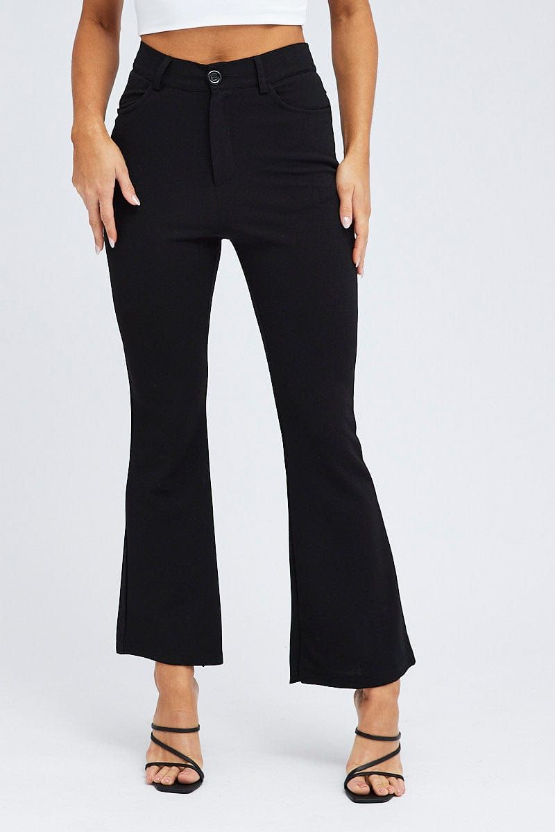 Black Flare Leg Pants High Rise sold by Ally Fashion product image thumbnail 2