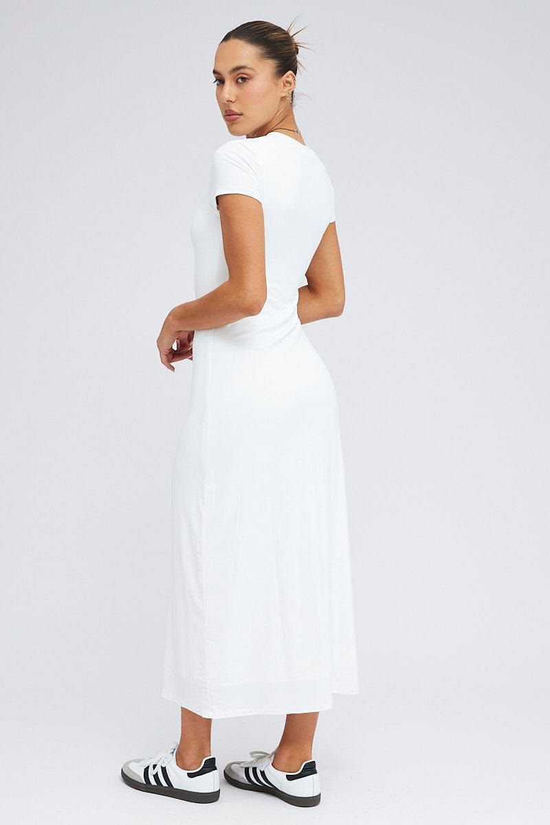 White Maxi Dress Short Sleeve Bodycon SuperSoft sold by Ally Fashion product image thumbnail 5