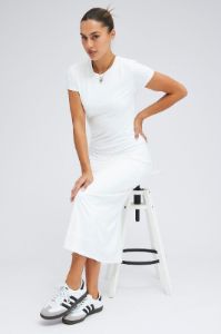 White Maxi Dress Short Sleeve Bodycon SuperSoft sold by Ally Fashion