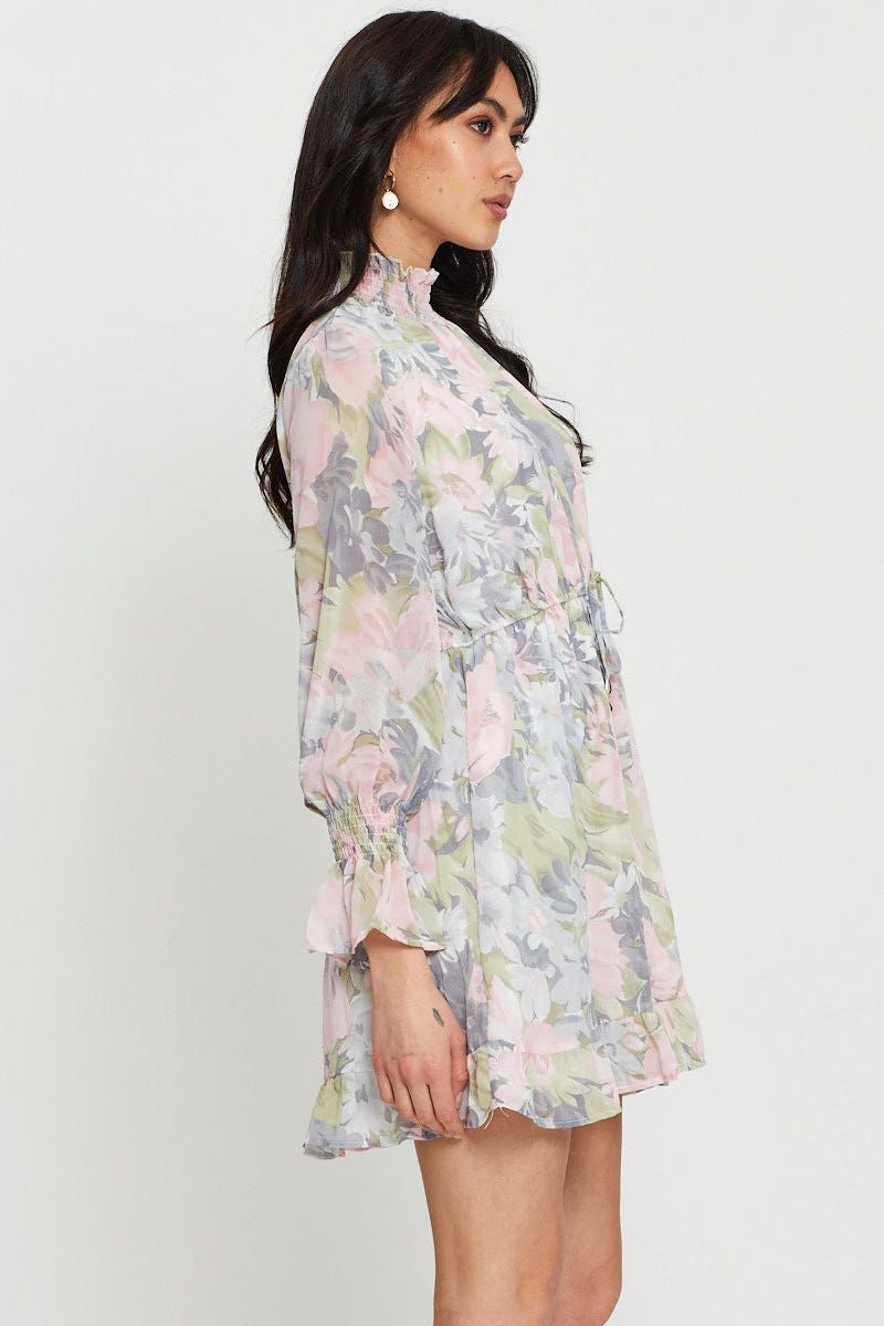 Print Mini Dress Long Sleeve sold by Ally Fashion product image thumbnail 3