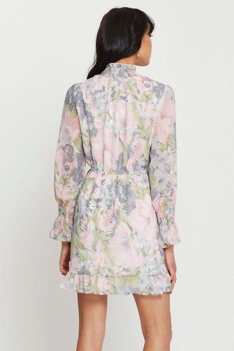 Print Mini Dress Long Sleeve sold by Ally Fashion product image thumbnail 4