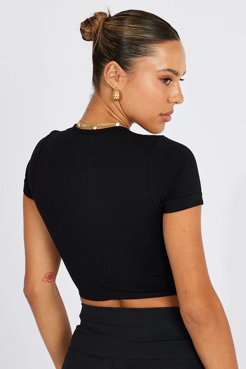 Black T-Shirt Short Sleeve Crew Neck Seamless sold by Ally Fashion product image thumbnail 5