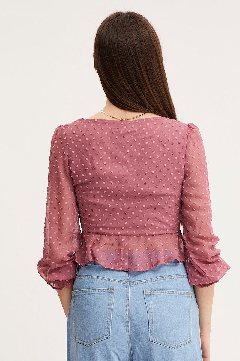 Pink Peplum Top Crop sold by Ally Fashion product image thumbnail 5