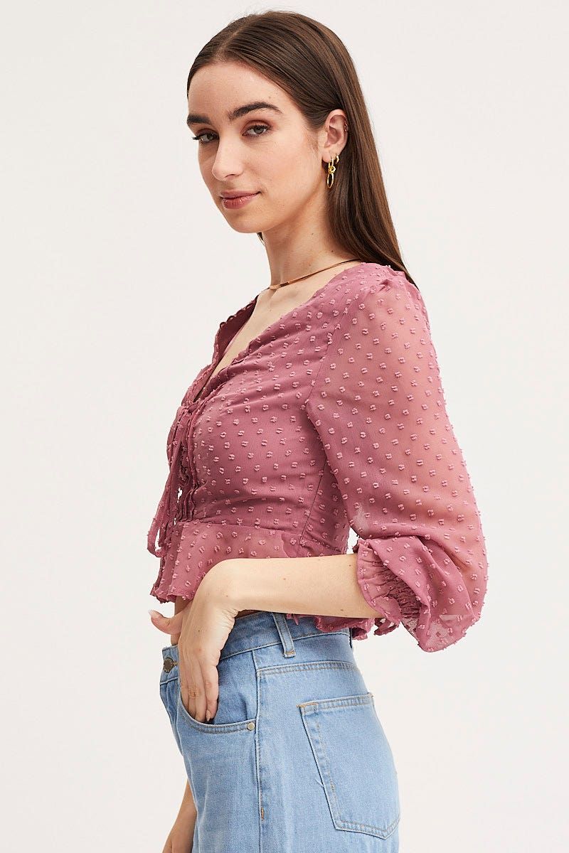 Pink Peplum Top Crop sold by Ally Fashion product image thumbnail 4