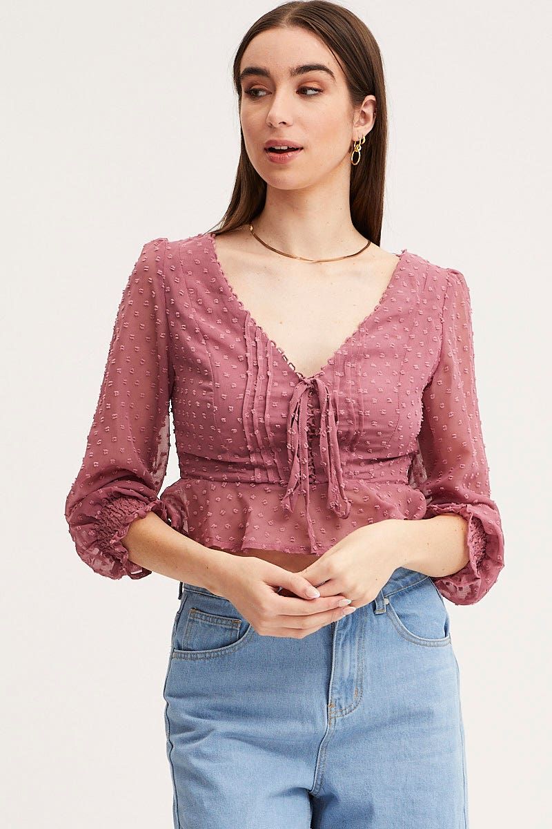 Pink Peplum Top Crop sold by Ally Fashion product image thumbnail 3