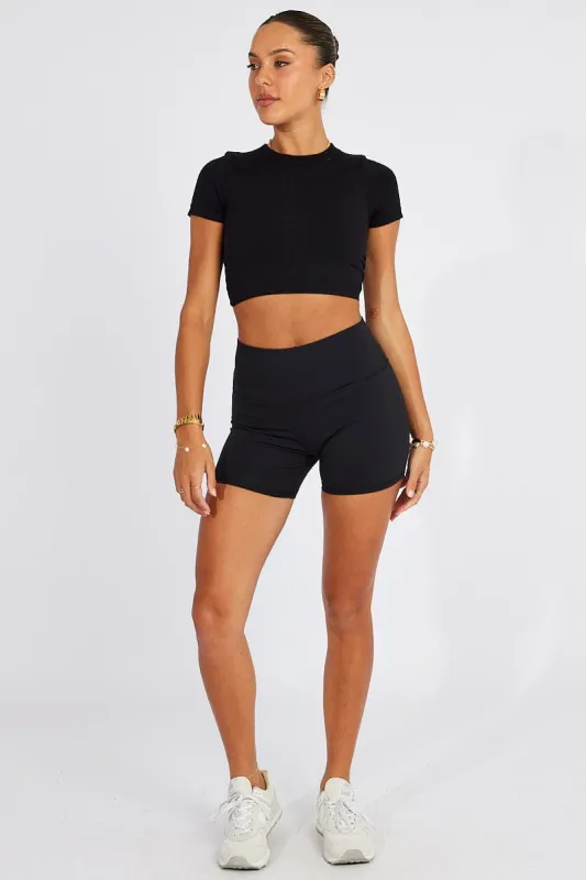 Black T Shirt Short Sleeve Crew Neck Seamless sold by Ally Fashion