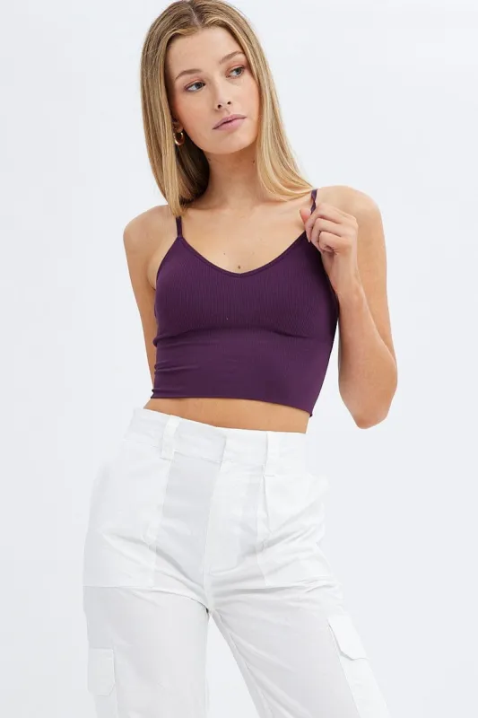 Purple Crop Singlet Top Seamless sold by Ally Fashion