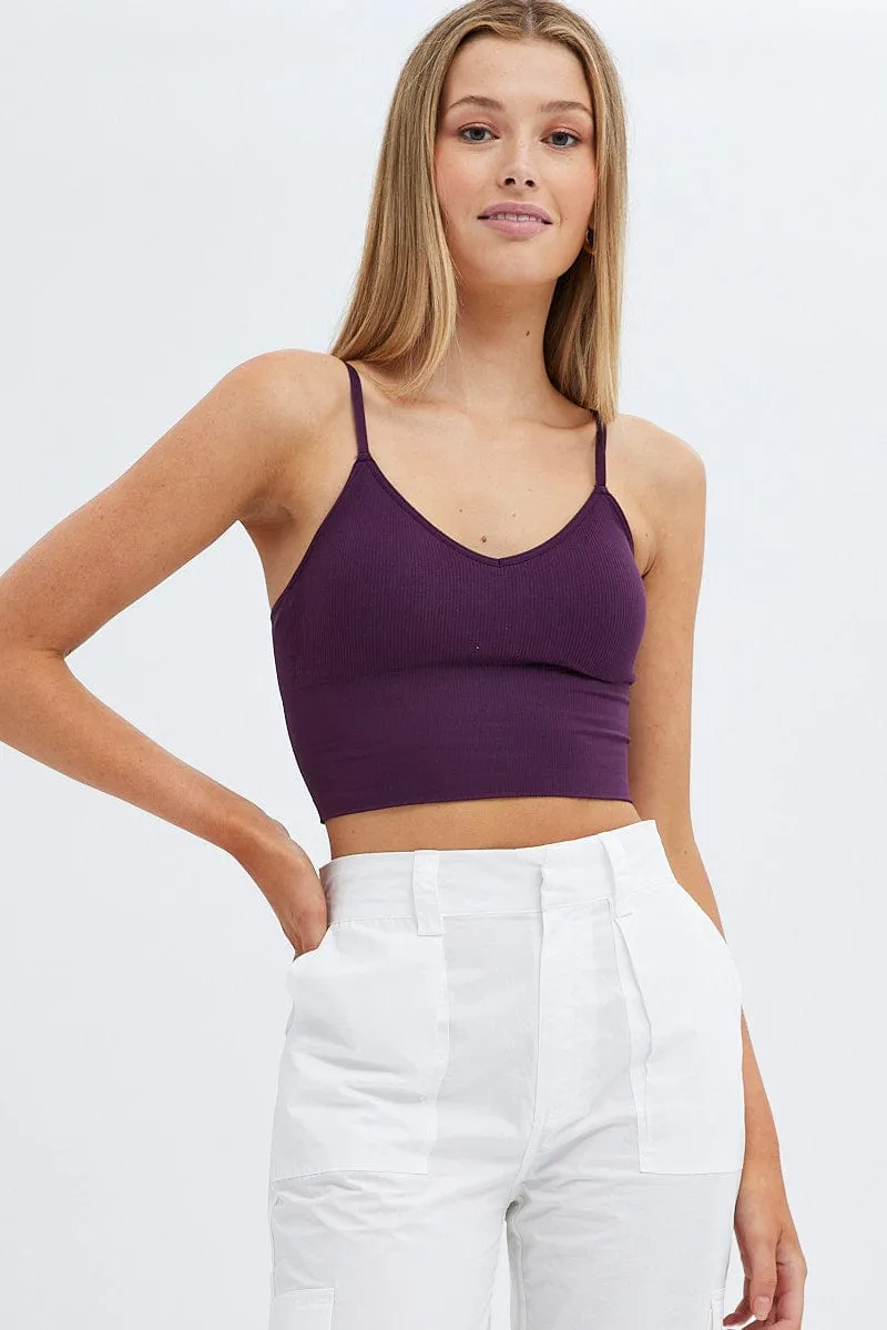 Purple Crop Singlet Top Seamless sold by Ally Fashion product image thumbnail 3