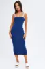 Blue Knit Dress Sleeveless Midi Contrast Bind sold by Ally Fashion
