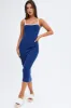 Blue Knit Dress Sleeveless Midi Contrast Bind sold by Ally Fashion