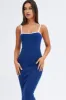 Blue Knit Dress Sleeveless Midi Contrast Bind sold by Ally Fashion