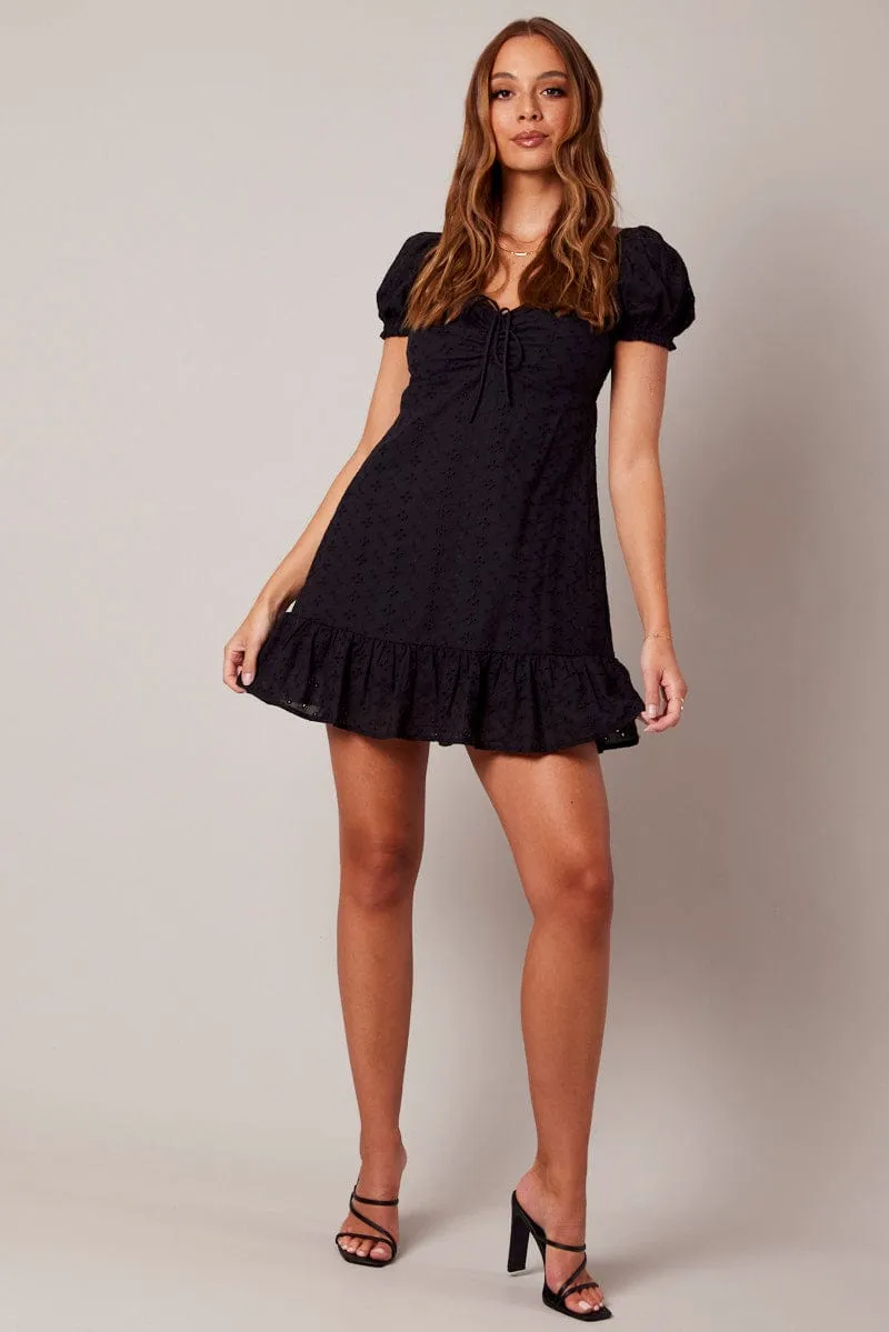 Black Fit And Flare Dress Puff Sleeve Mini sold by Ally Fashion product image thumbnail 2
