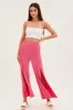 Hot Pink Wide Leg Pants High Rise Front Split sold by Ally Fashion