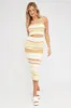 Yellow Stripe Knit Dress Midi Sleeveless sold by Ally Fashion