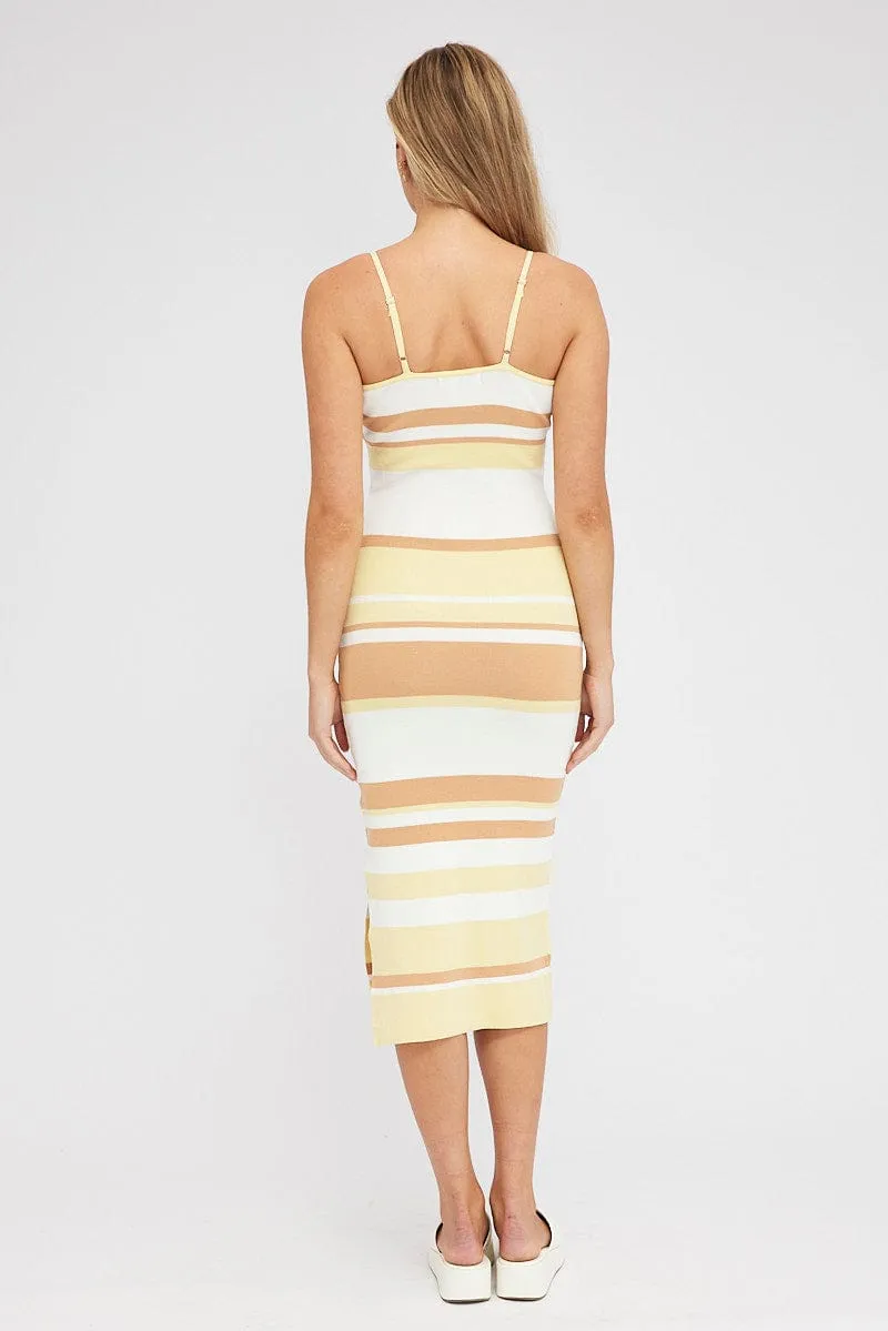 Yellow Stripe Knit Dress Midi Sleeveless sold by Ally Fashion product image thumbnail 5