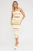 Yellow Stripe Knit Dress Midi Sleeveless sold by Ally Fashion
