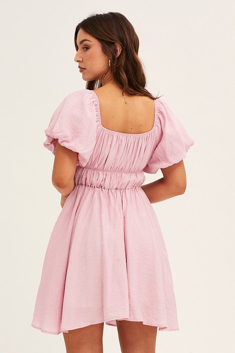 Pink Mini Dress Fit & Flare Off Shoulder sold by Ally Fashion product image thumbnail 5