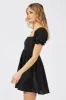 Black Fit and Flare Dress Short Sleeve Self Check sold by Ally Fashion