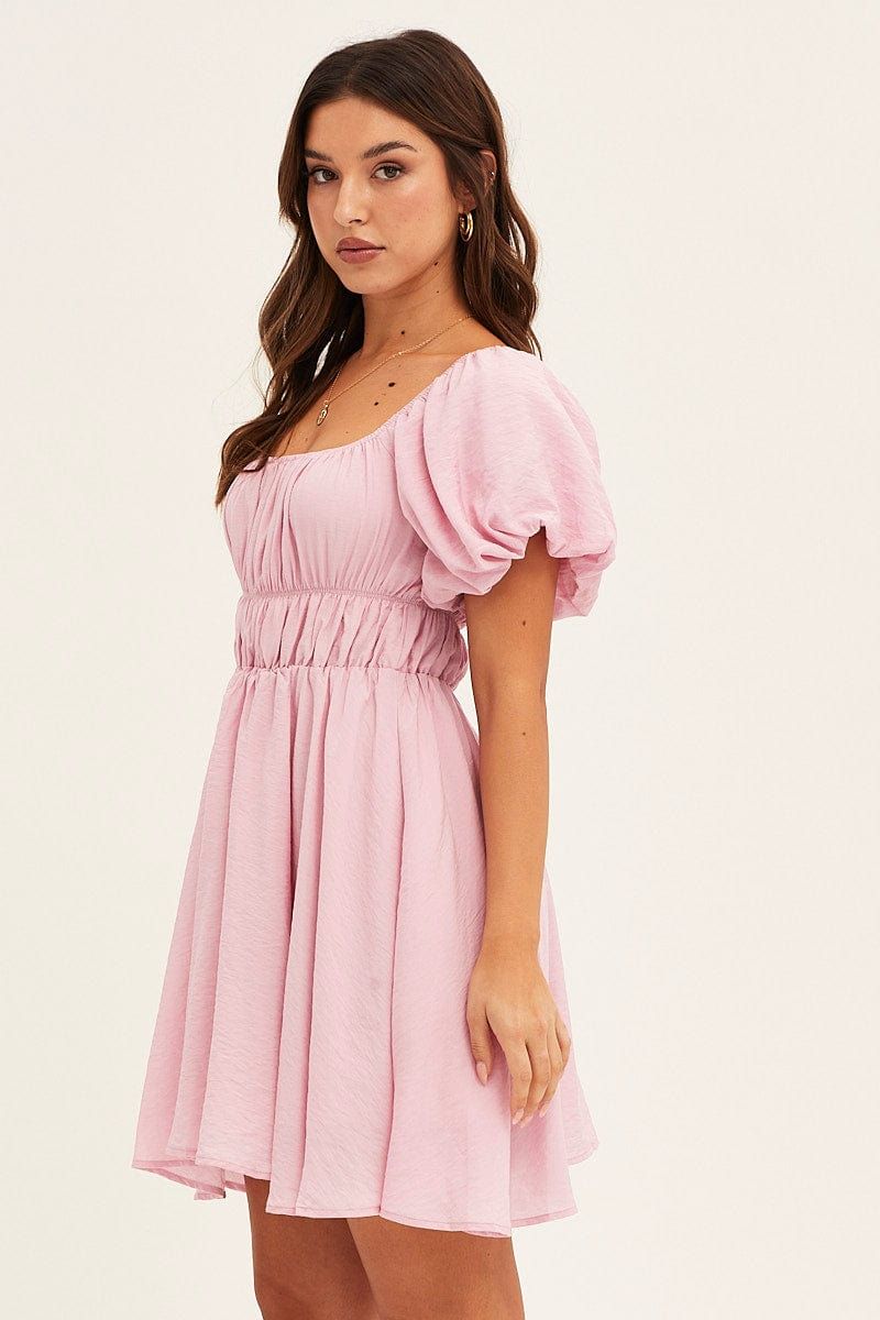 Pink Mini Dress Fit & Flare Off Shoulder sold by Ally Fashion product image thumbnail 4
