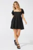 Black Fit and Flare Dress Short Sleeve Self Check sold by Ally Fashion