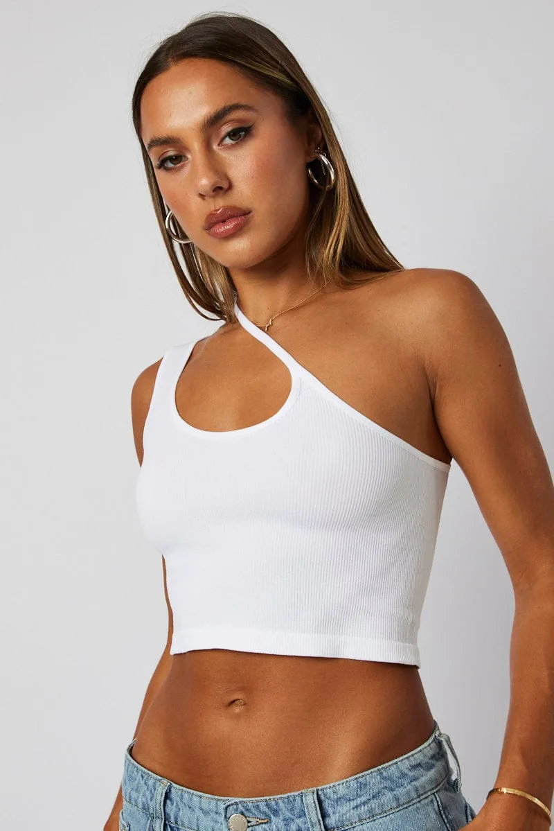 White Crop Top Singlet Seamless sold by Ally Fashion product image thumbnail 3