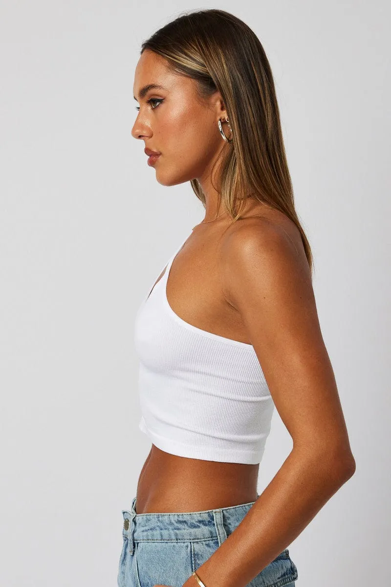 White Crop Top Singlet Seamless sold by Ally Fashion product image thumbnail 4