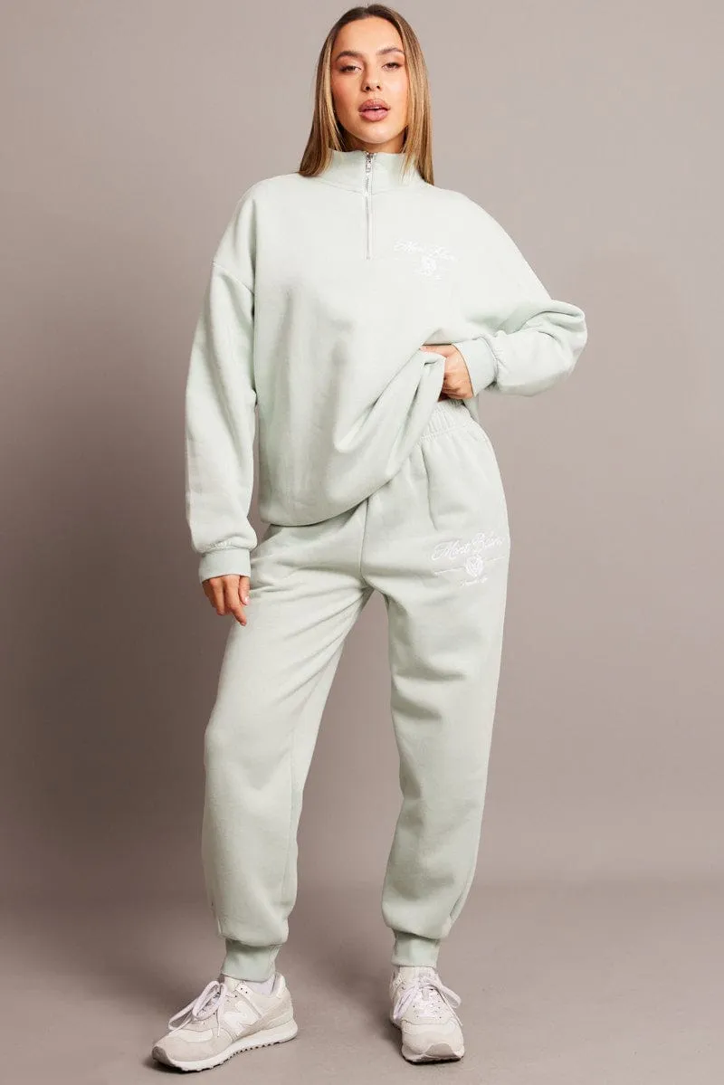 Green Zip Sweater Funnel Neck Oversized sold by Ally Fashion product image thumbnail 3