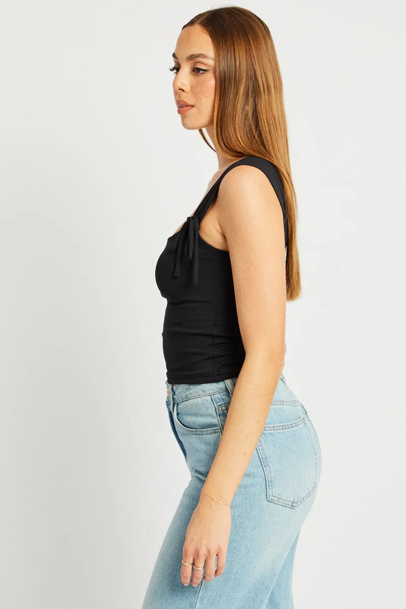Black Crop Top Square Neck With Ribbons sold by Ally Fashion product image thumbnail 4
