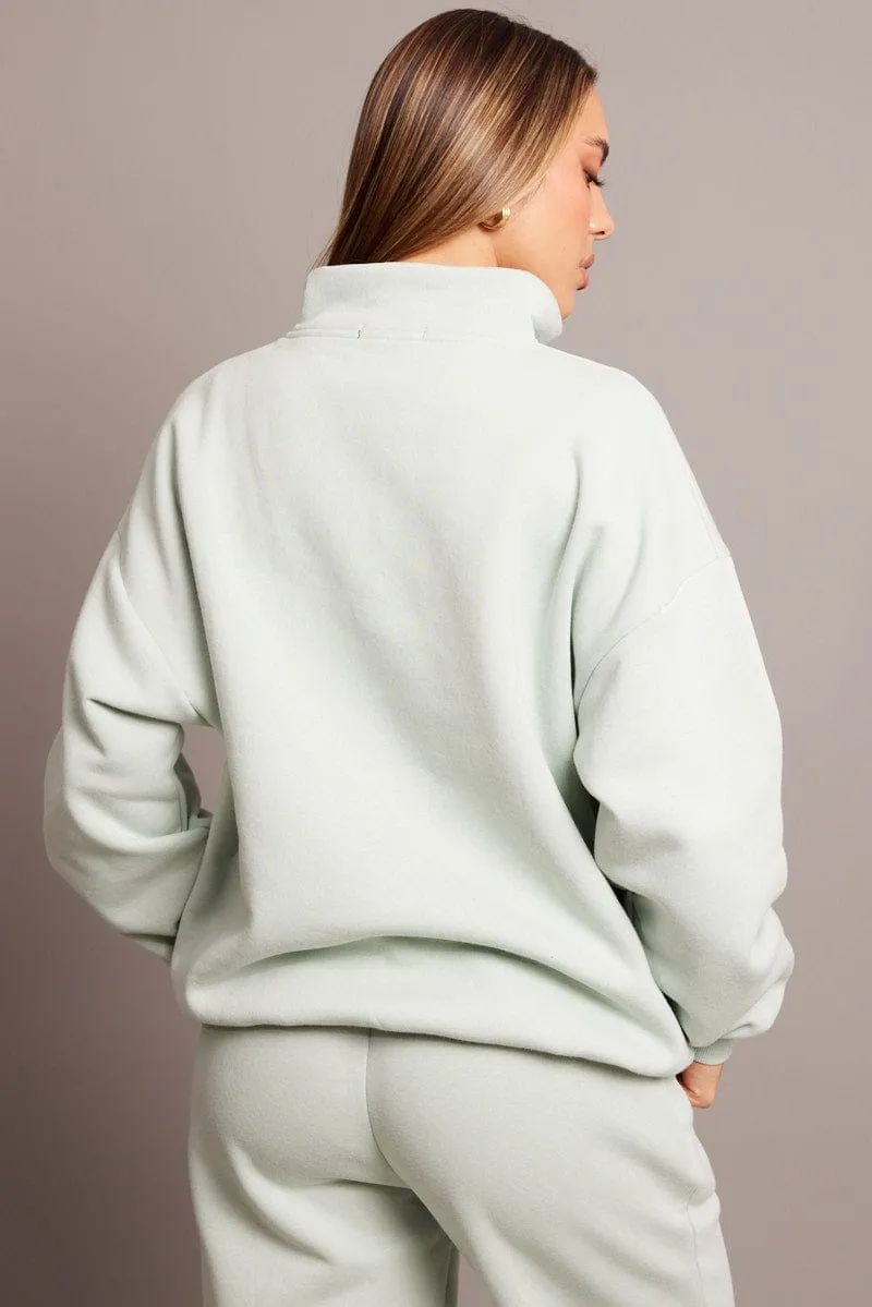 Green Zip Sweater Funnel Neck Oversized sold by Ally Fashion product image thumbnail 5