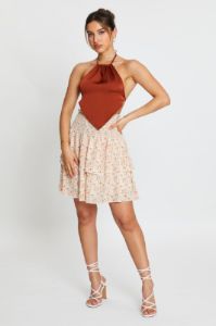 Print Ruffle Skater Skirt sold by Ally Fashion