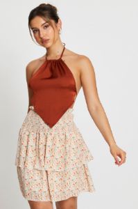 Print Ruffle Skater Skirt sold by Ally Fashion