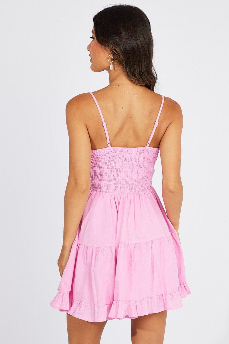 Pink Fit and Flare Dress Sleeveless Tiered sold by Ally Fashion product image thumbnail 5