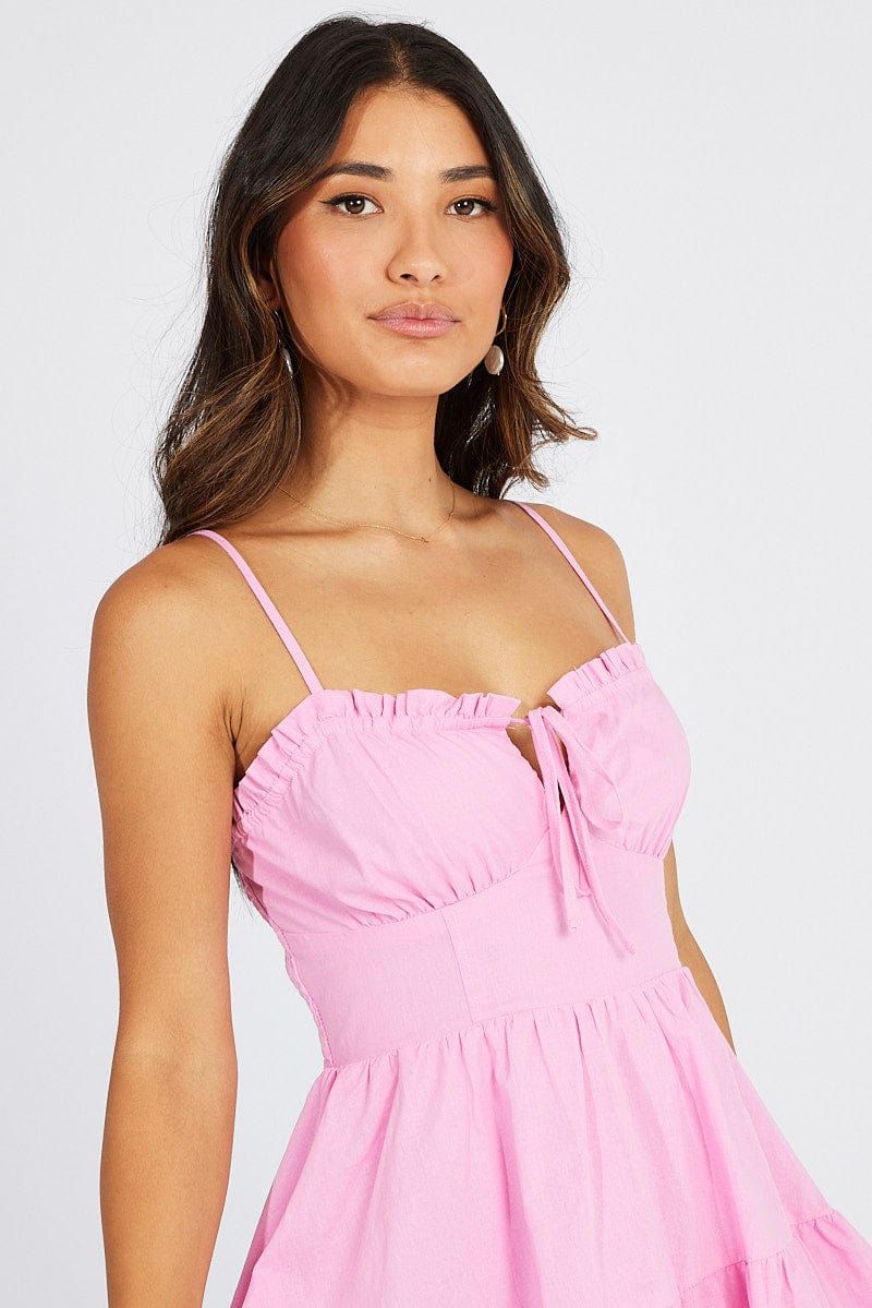 Pink Fit and Flare Dress Sleeveless Tiered sold by Ally Fashion product image thumbnail 3