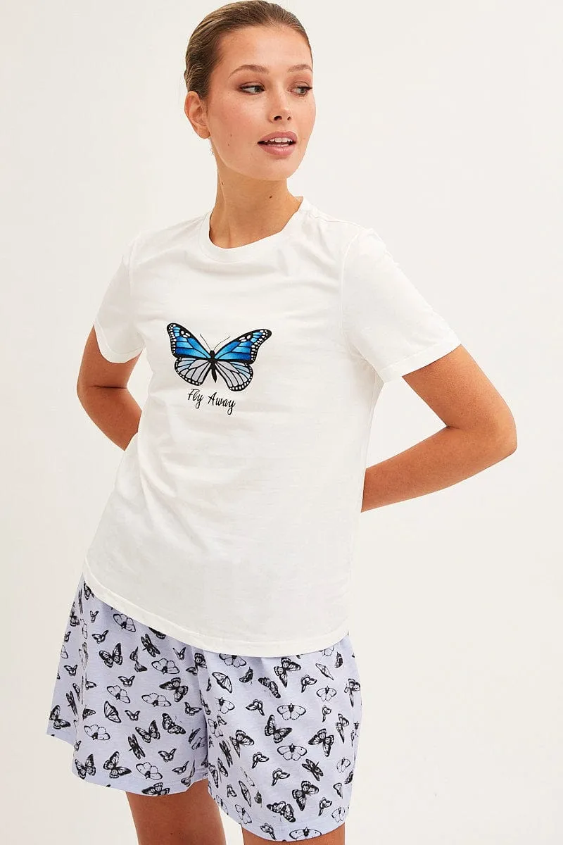 Blue Print Pyjamas Set Short Sleeve Top & Shorts sold by Ally Fashion product image thumbnail 2