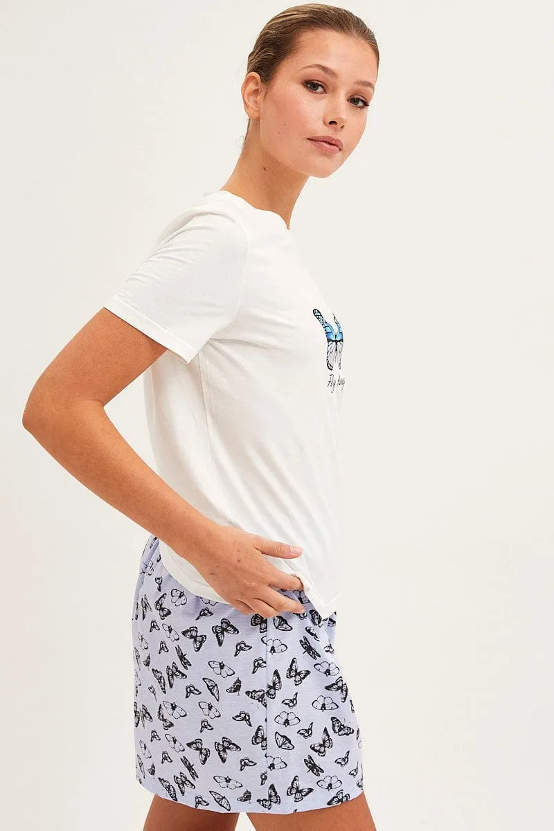 Blue Print Pyjamas Set Short Sleeve Top & Shorts sold by Ally Fashion product image thumbnail 4