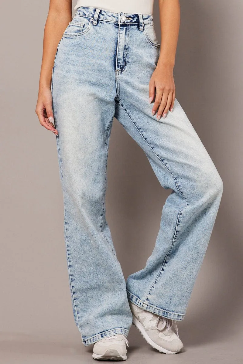 Denim Straight Jean High Rise Acid Wash sold by Ally Fashion product image thumbnail 3
