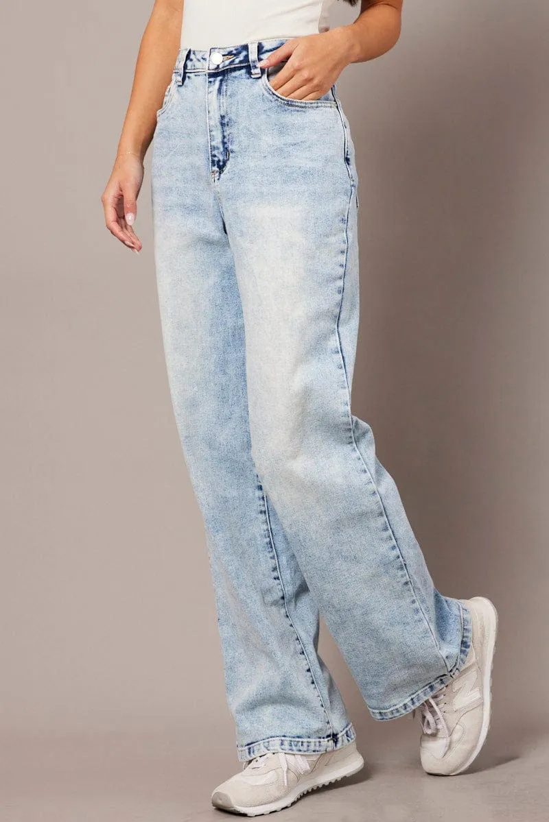 Denim Straight Jean High Rise Acid Wash sold by Ally Fashion product image thumbnail 4