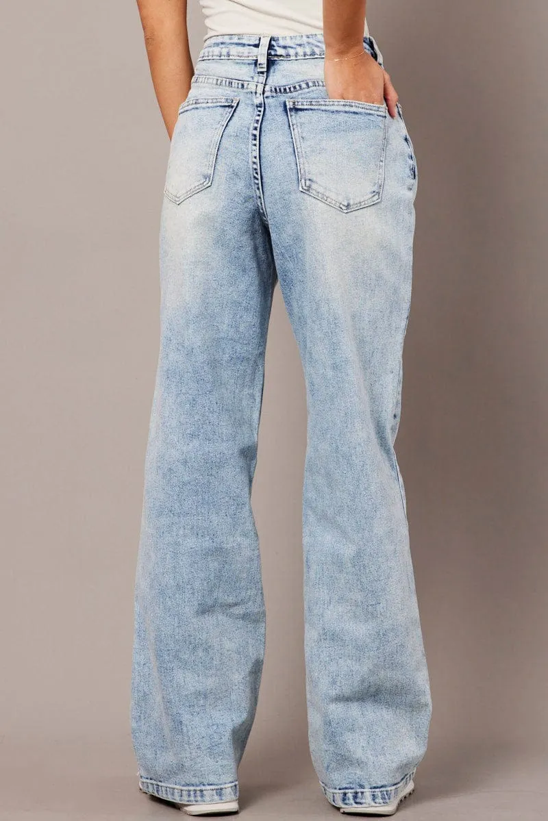 Denim Straight Jean High Rise Acid Wash sold by Ally Fashion product image thumbnail 5
