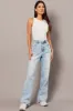 Denim Straight Jean High Rise Acid Wash sold by Ally Fashion