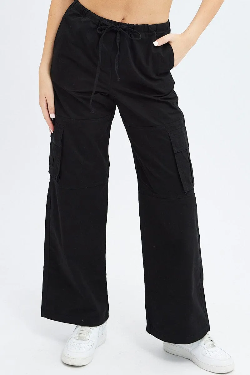 Black Cargo Pants Wide Leg sold by Ally Fashion product image thumbnail 2