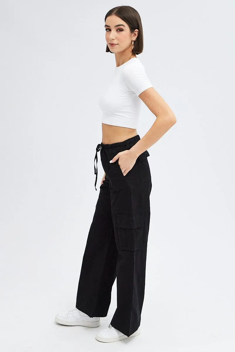 Black Cargo Pants Wide Leg sold by Ally Fashion product image thumbnail 4