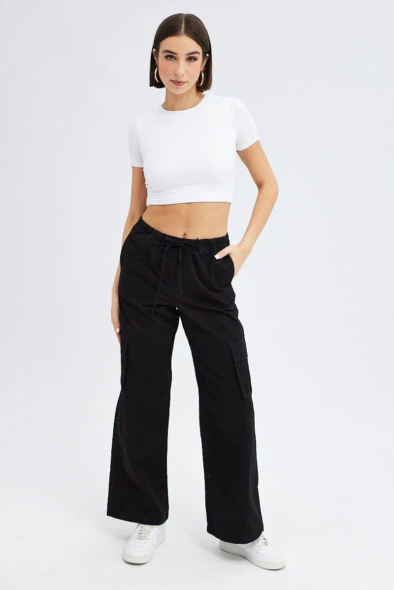 Black Cargo Pants Wide Leg sold by Ally Fashion