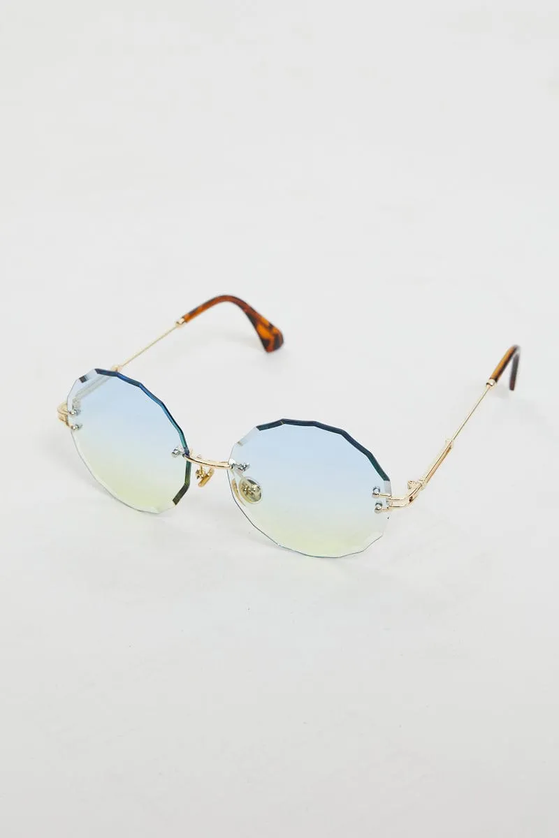 Blue Ombre Framless Scalloped Edge Round Sunglasses sold by Ally Fashion product image thumbnail 2
