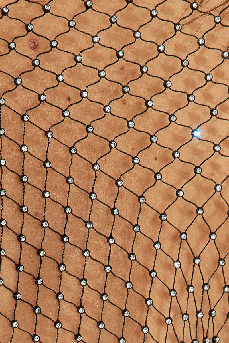 Black Rhinestone Mesh Fishnet Top sold by Ally Fashion product image thumbnail 6