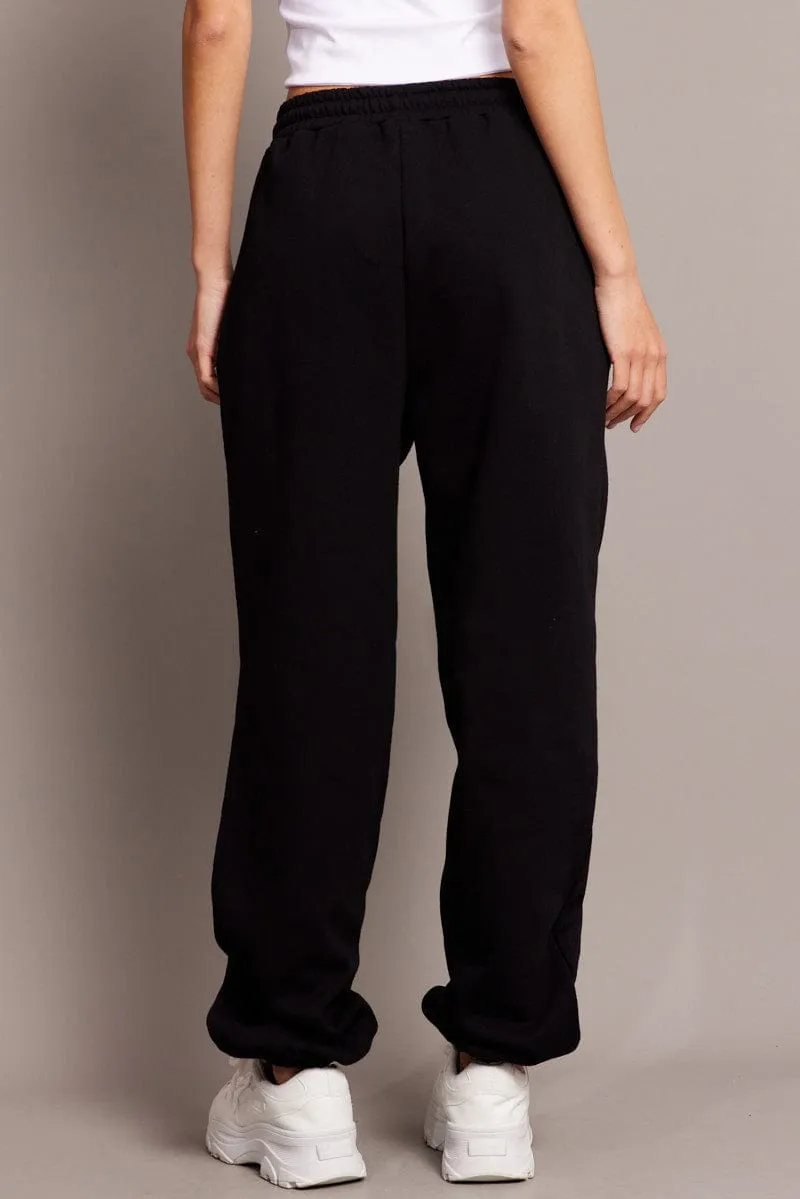 Black Track Pants High Rise sold by Ally Fashion product image thumbnail 5