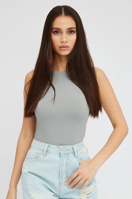 Grey Supersoft Bodysuit Sleeveless sold by Ally Fashion