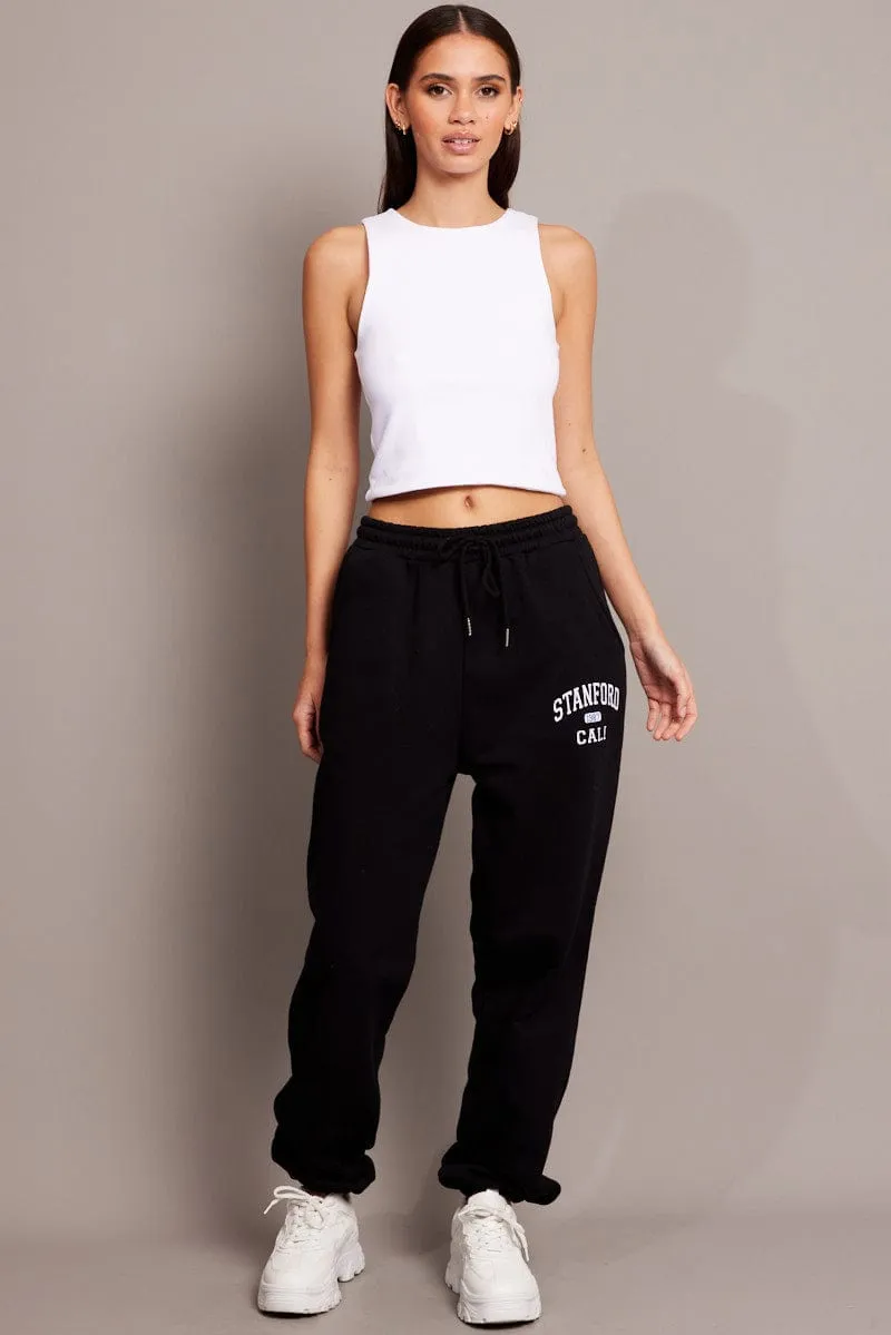Black Track Pants High Rise sold by Ally Fashion product image thumbnail 2