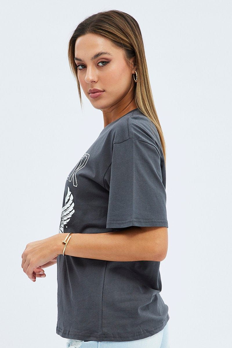 Grey Charcoal Short Sleeve Motorcycle Graphic Tee sold by Ally Fashion product image thumbnail 4